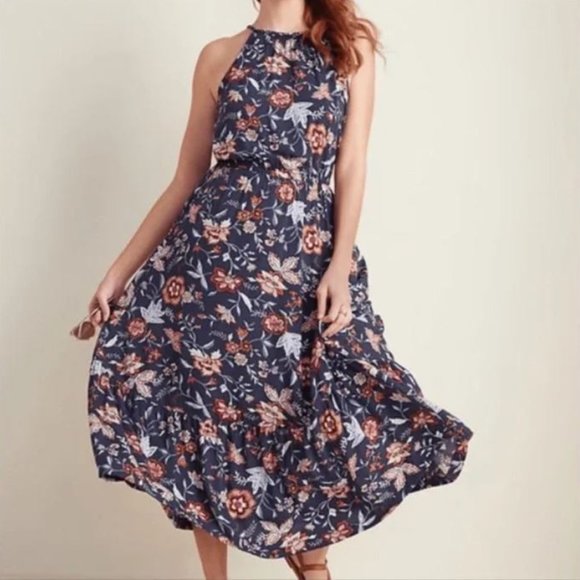 Old Navy Women's blue floral halter maxi dress - X Small - Picture 2 of 5